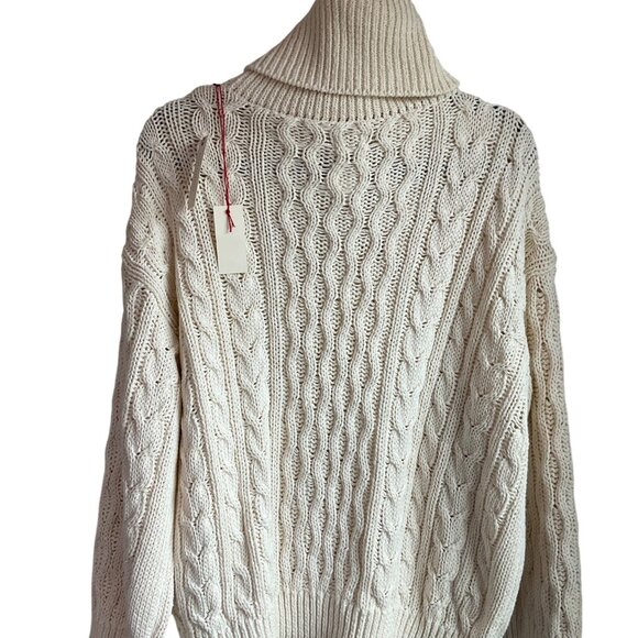 New Anthropologie Pilcro Med Cable Knit Turtleneck Sweater Fisherman - Picture 3 of 11